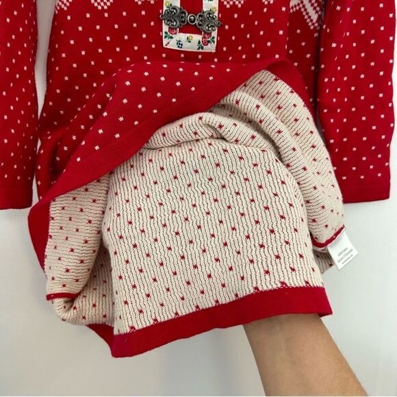 Hanna Andersson Long Sleeve Snowflake Red White Knit Cotton Dress US 4 - Picture 5 of 9